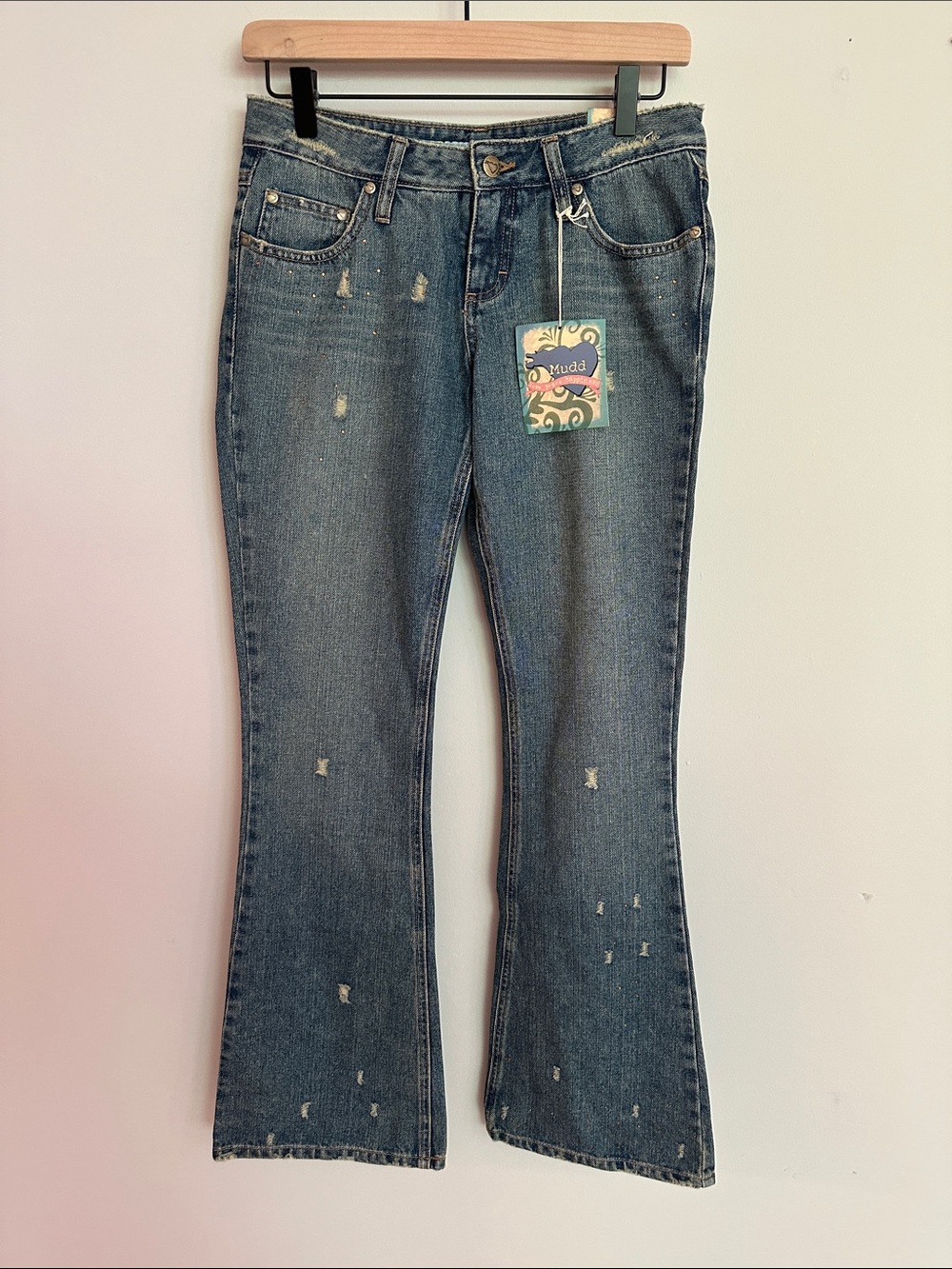 Vintage Y2K Mudd Distressed Low Rise Flared Leg Jeans NWT